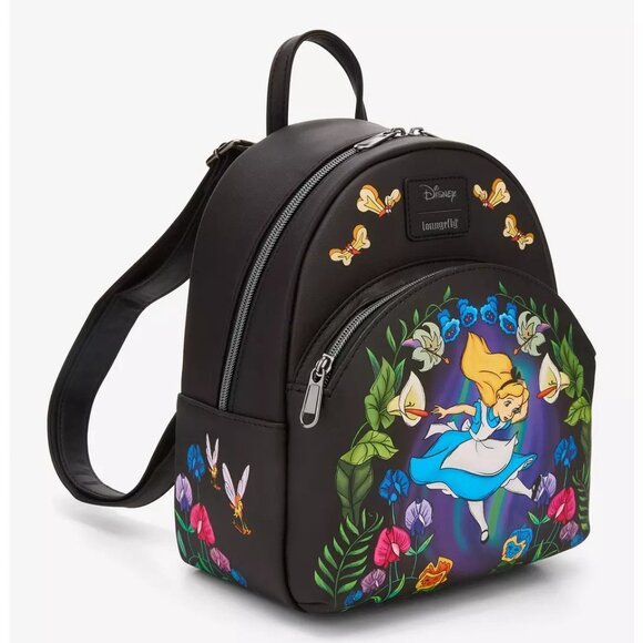 Loungefly Disney Alice In Wonderland Mini Backpack Garden Fall Floral Bag - Picture 2 of 4